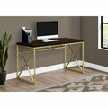 Daphnes Dinnette 48 in. Cappuccino & Gold Metal Computer Desk DA2450595